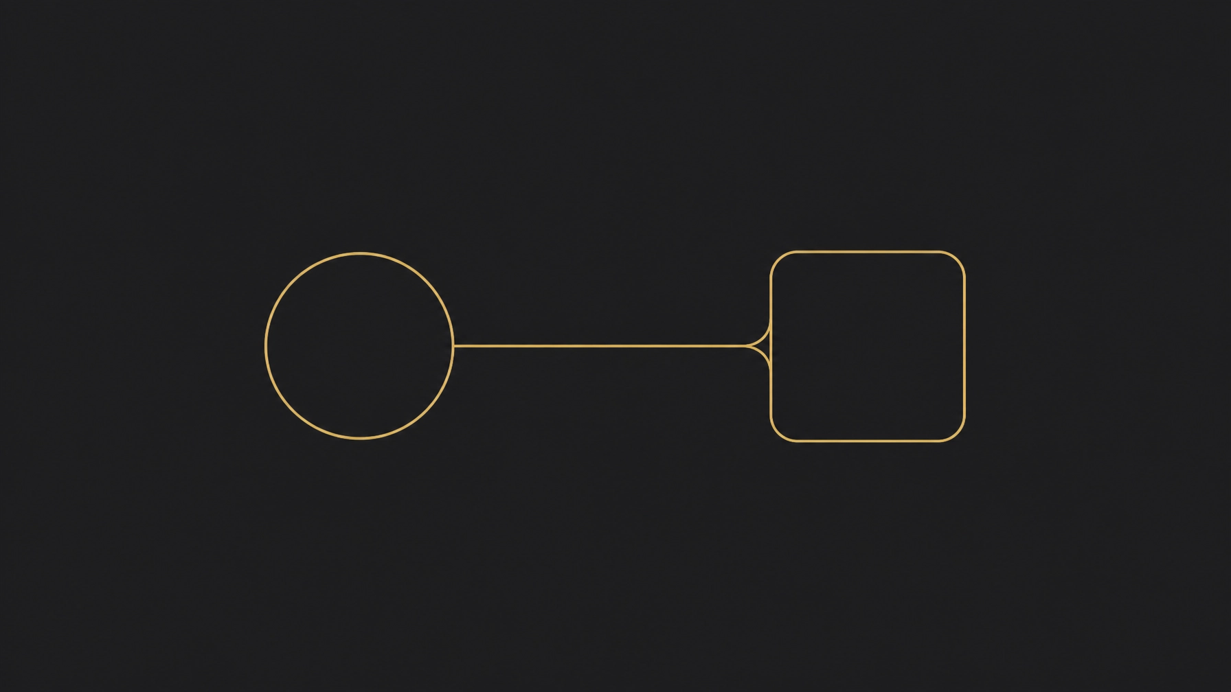 A minimalist illustration showing two connected nodes representing human presence and AI, joined by a thin gold line. Clean charcoal background.